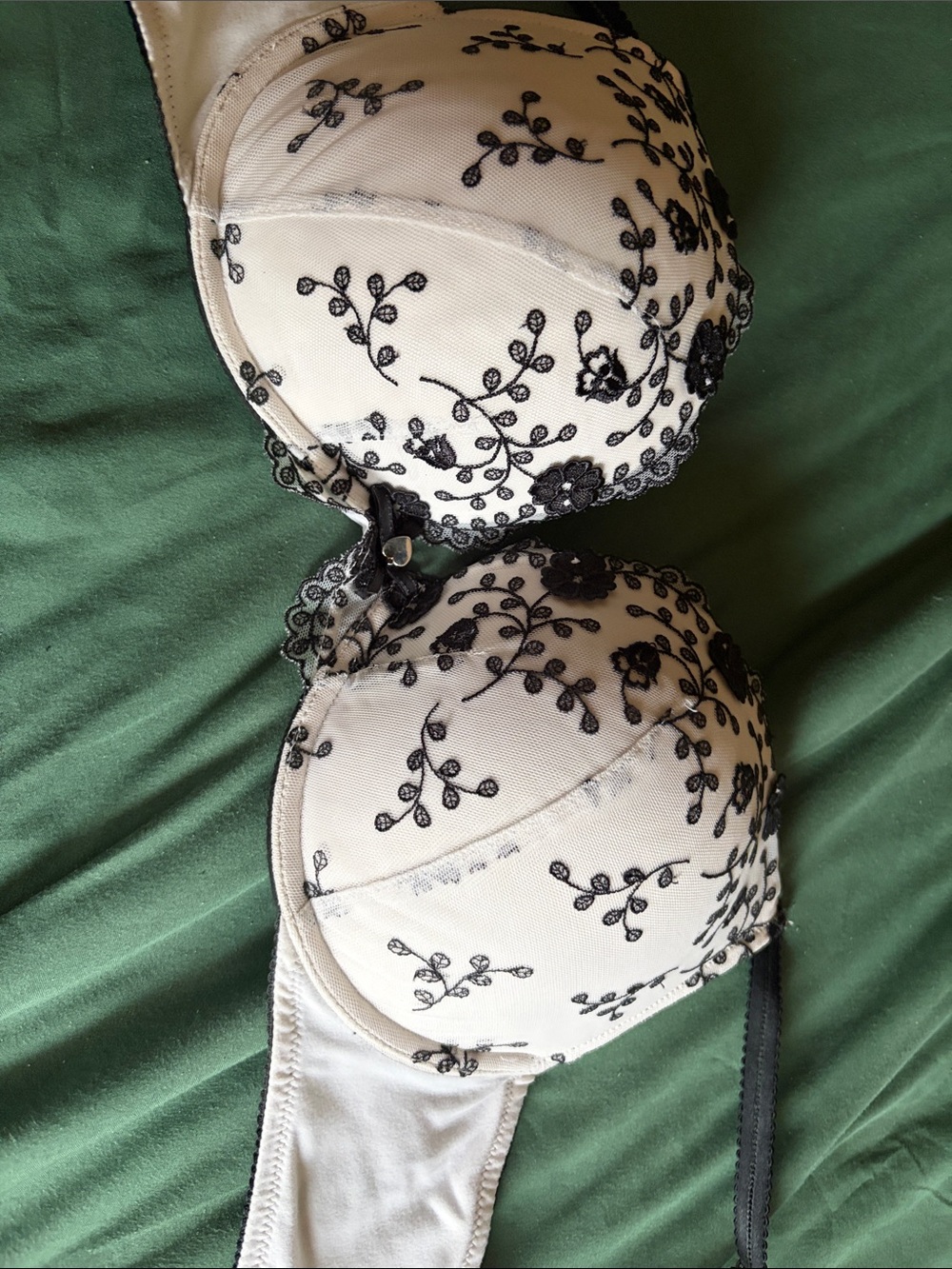 Women’s Embroidered Lace Balcony Bra - Black on Ivory Victoria Secret